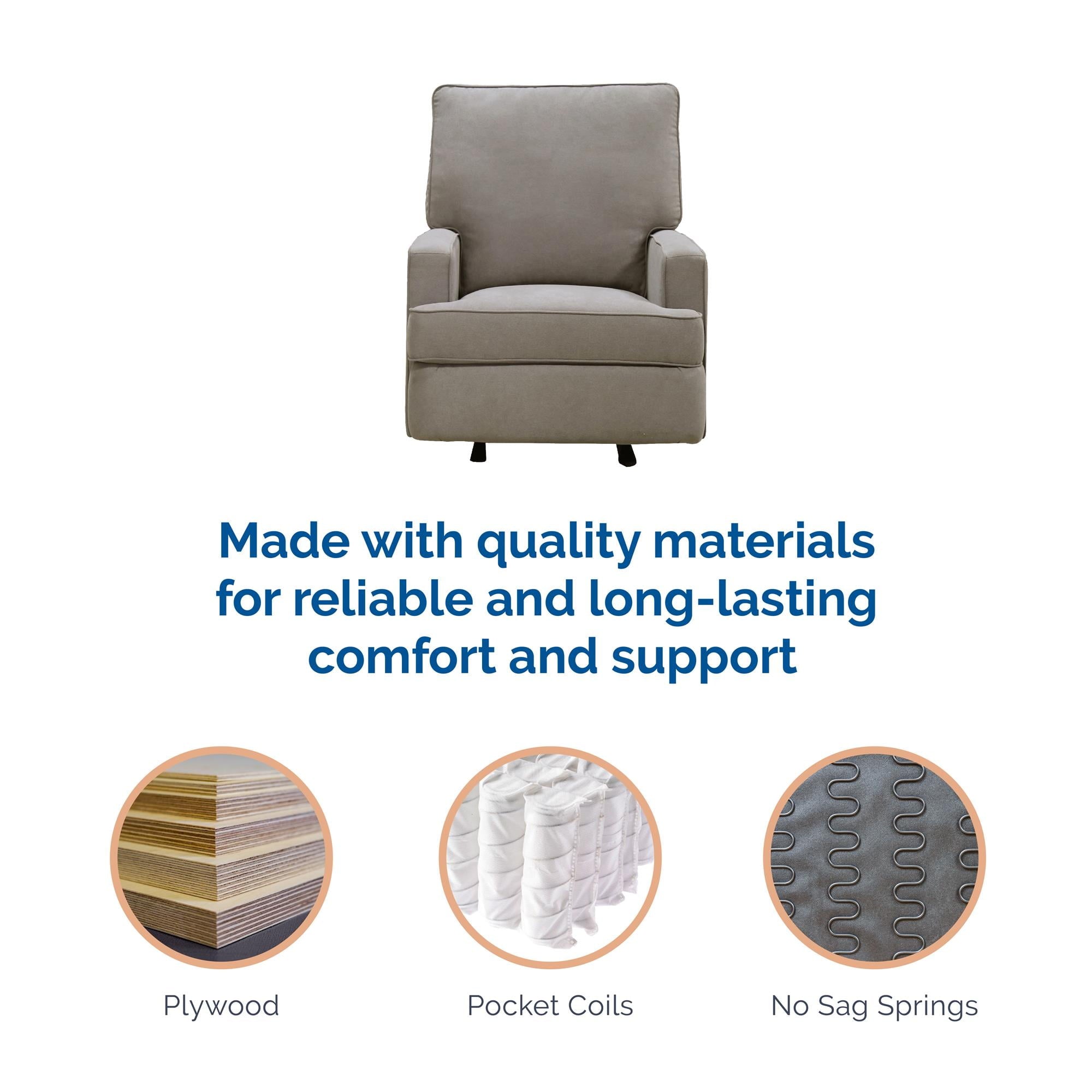 Baby Relax Salma Rocker Recliner Chair, Taupe Chenille