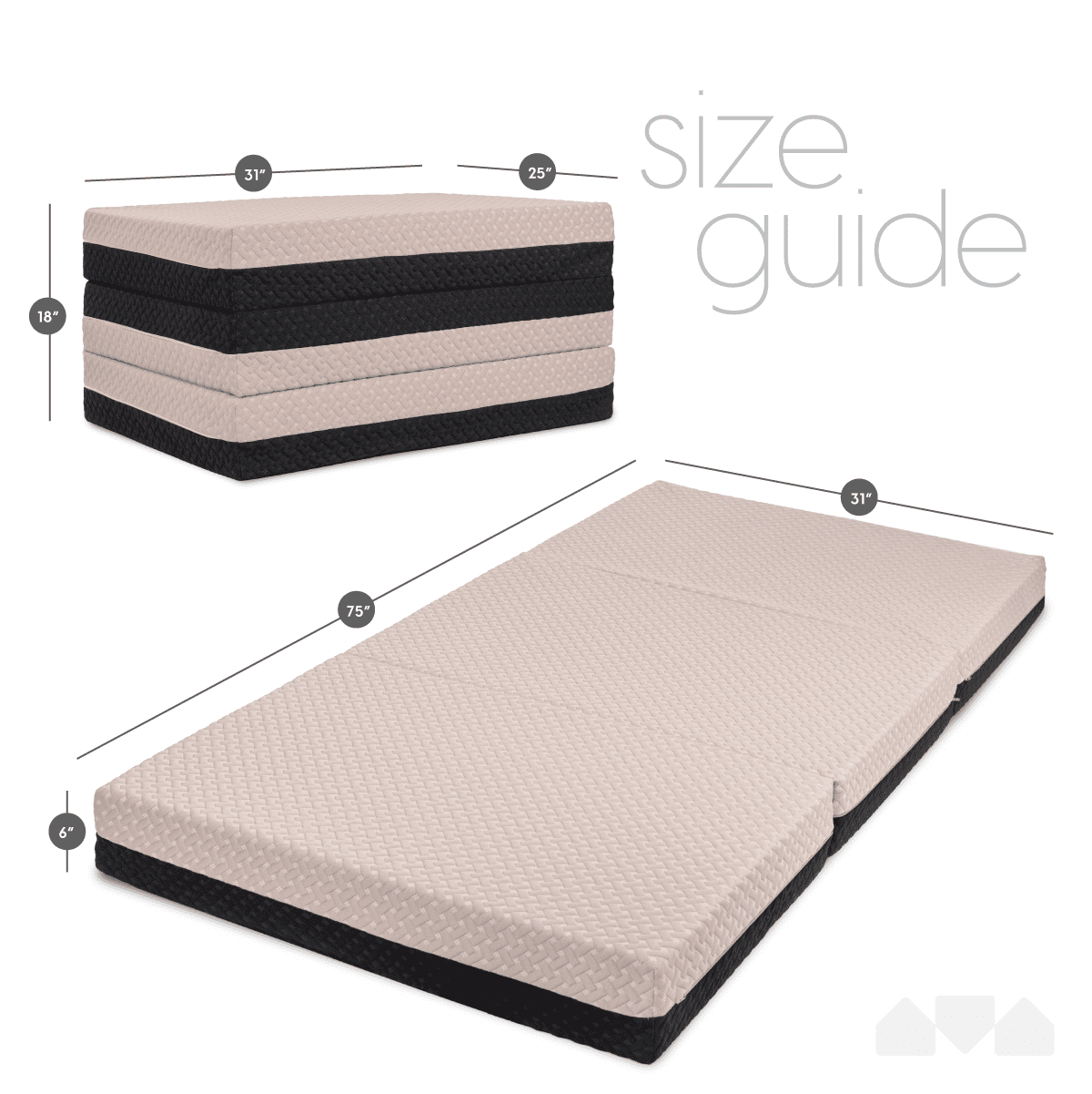 Dual Sided Premium Memory Foam Tri Folding Mattress, Waterproof Washable Cover, Size: Cot 75