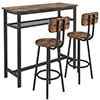 uhomepro 3 Pieces Bar Table Set, Modern Counter Height Kitchen Table and Chairs for 2, Wood Pub Bar Table Set Perfect Breakfast Nook, Small Space Living Room, Beige