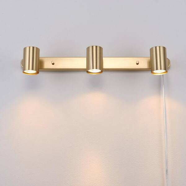 1.85 ft. 3-Light Matte Brass Plug-In Fixed Track Lighting Kit