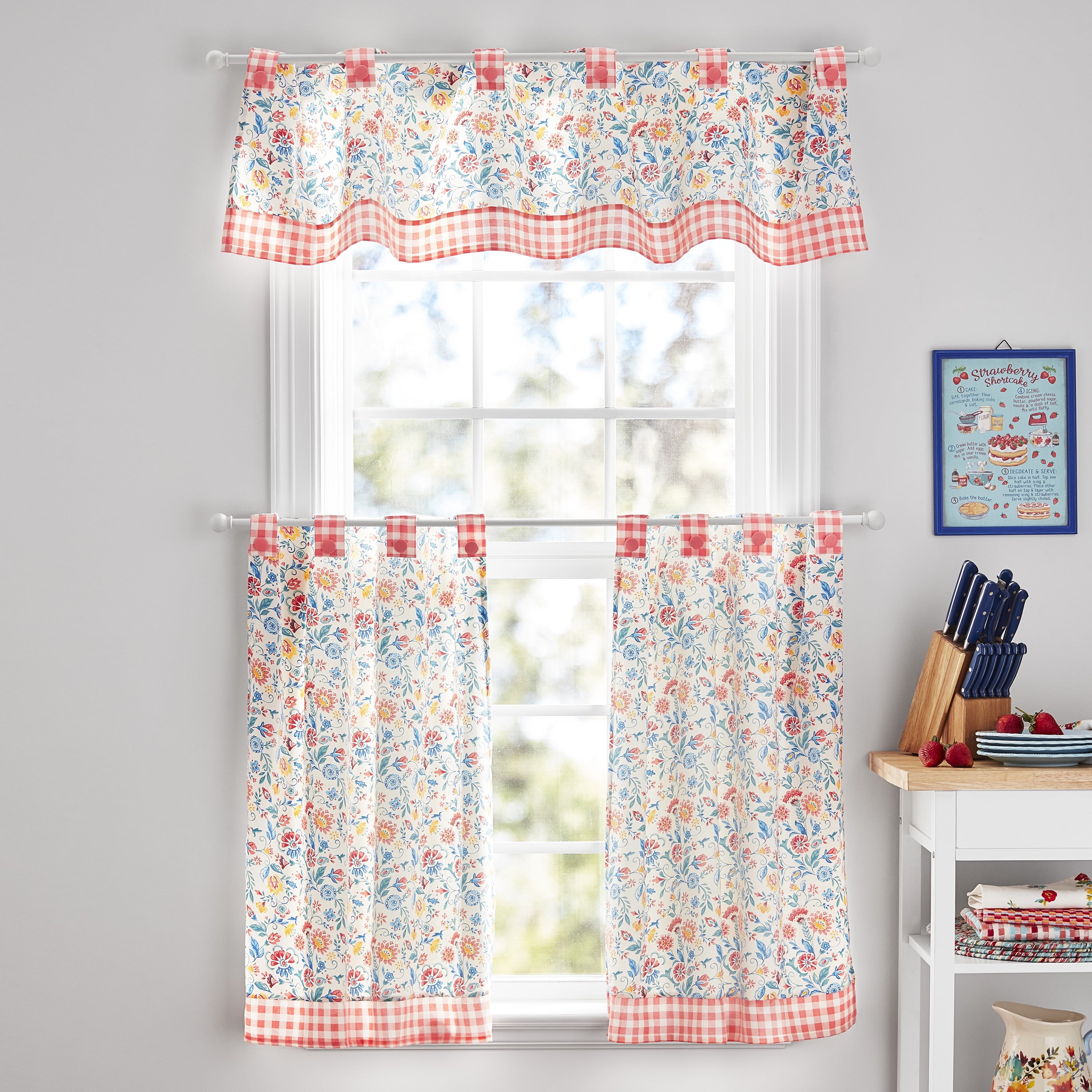 The Pioneer Woman Mazie 3-Piece Floral Tier & Valance Set