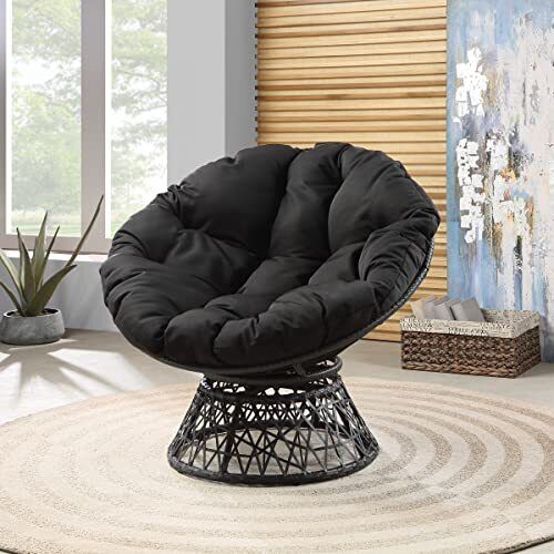Wicker Papasan Chair With 360degree Swivel 40 W X 36 D X 35.25 H Grey Frame W