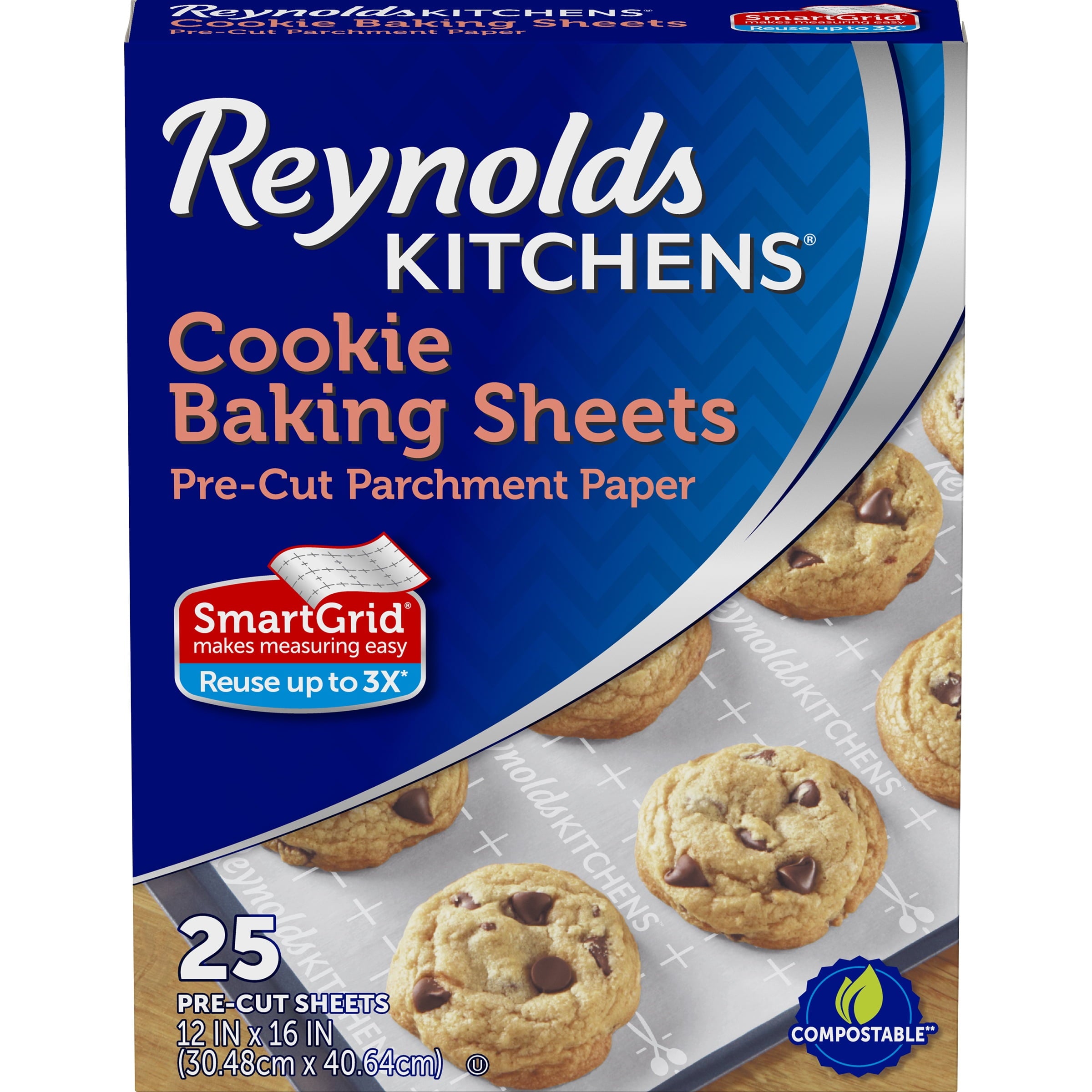 Reynolds Kitchens Cookie Baking Sheets, Pre-Cut Parchment Paper, 25 Sheets