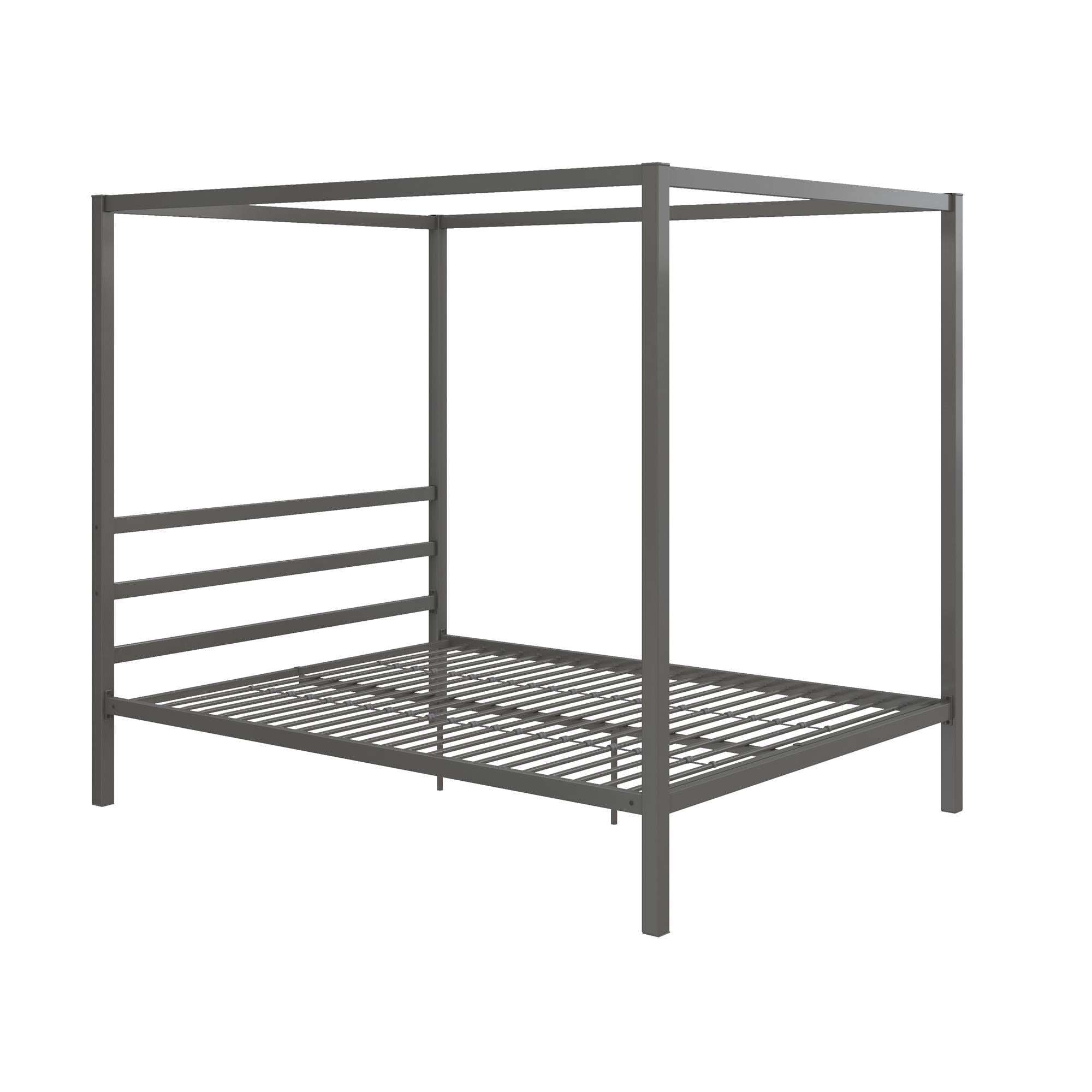 DHP Modern Metal Canopy Poster Bed, Queen, Gunmetal Gray