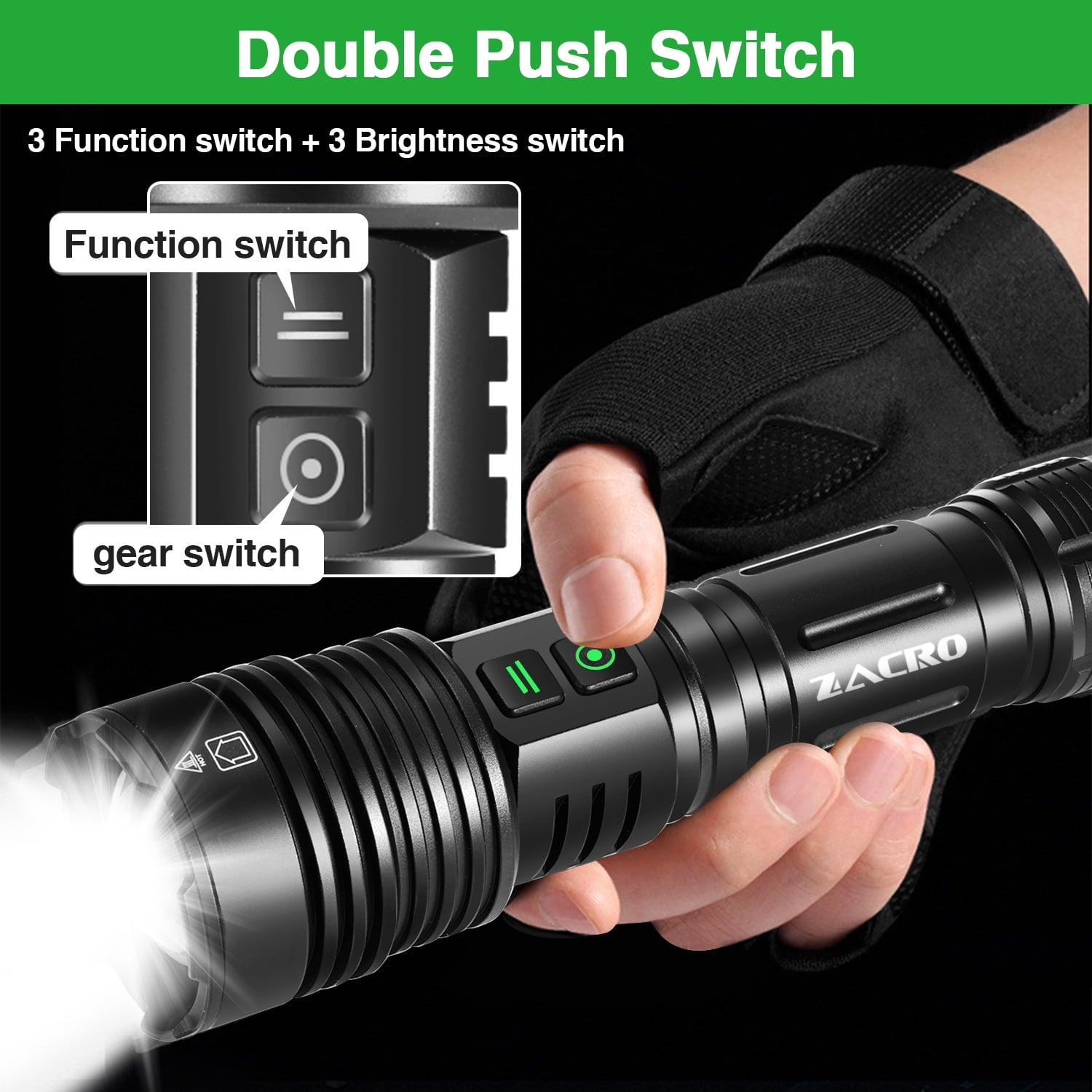 Rechargeable Flashlight High Lumens, Zacro 100000 Lumen Super Bright LED Flashlight with 6 Modes, Zoomable LED Waterproof Handheld Flashlight for Emergencies, Camping, Home