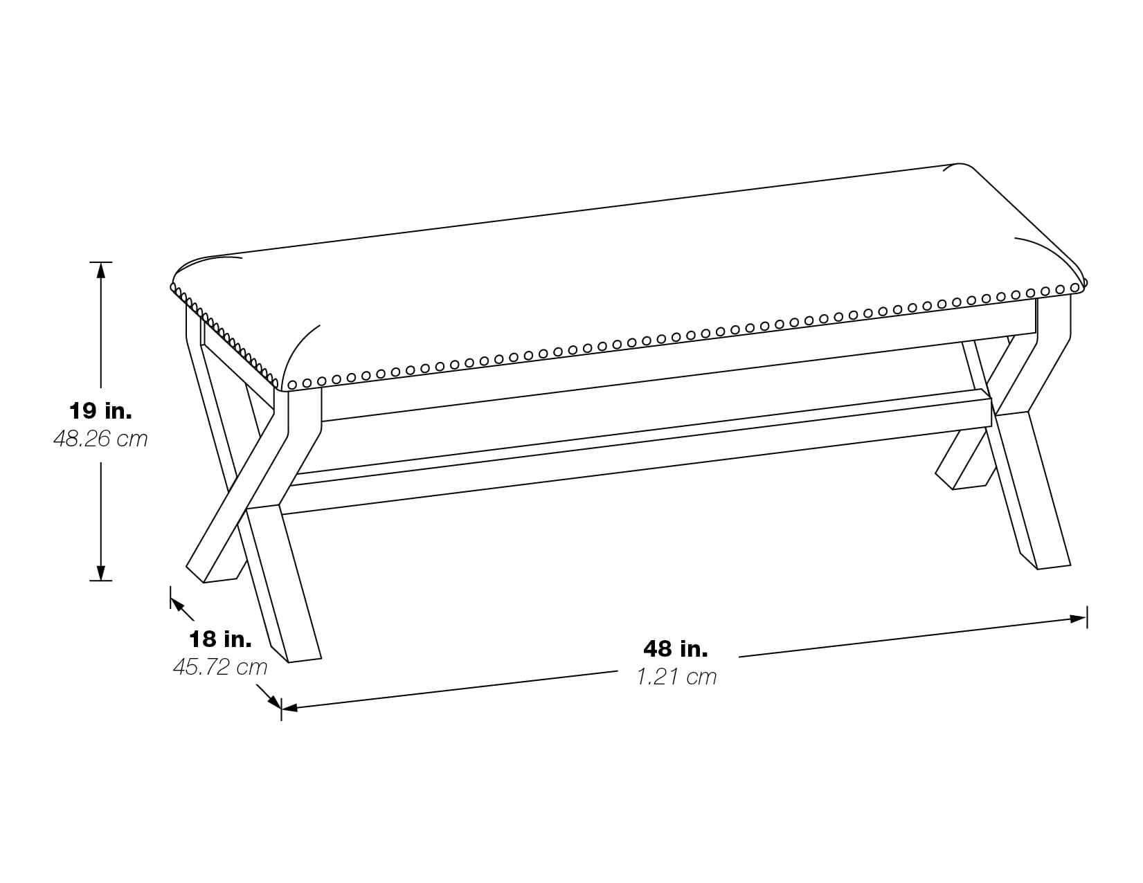 OSP Home Furnishings Monte Carlo Bench, Grey