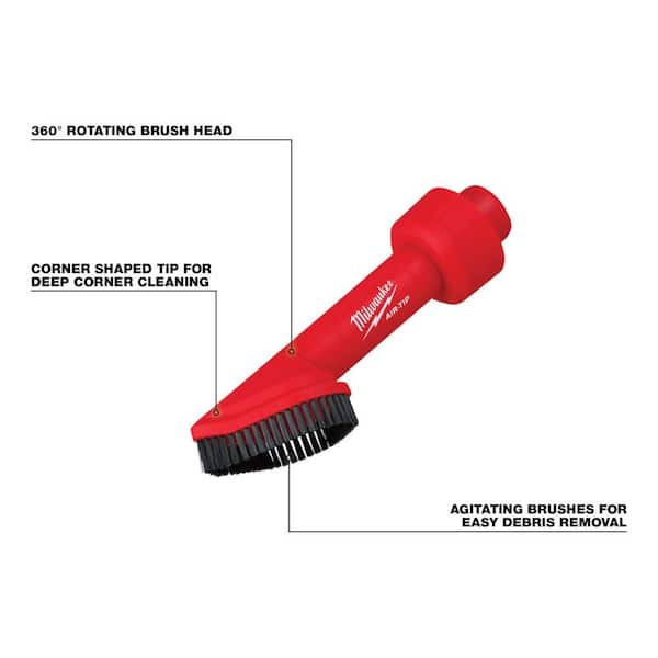 AIR-TIP 1-1/4 in. - 2-1/2 in. Rotating Corner Brush Tool Wet/Dry Shop Vacuum Attachment (1-Piece)