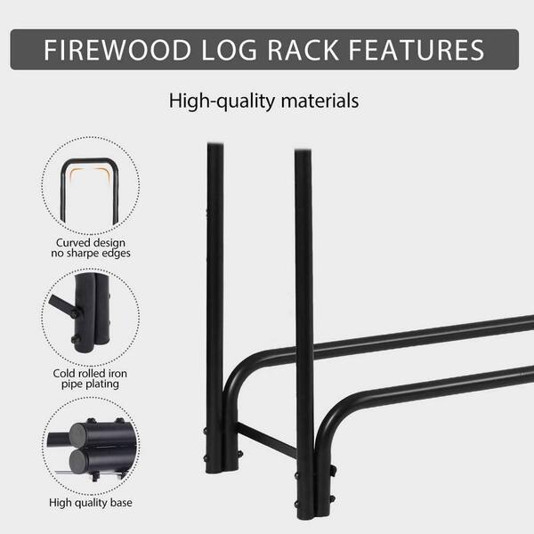 96 in. Heavy-Duty Indoor Outdoor Firewood Rack with Cover
