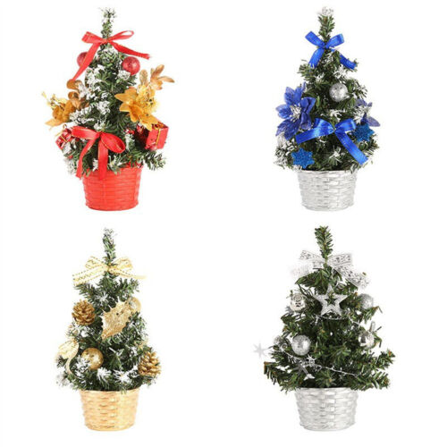 Small Mini Christmas Tree with LED Lights Xmas Tabletop Ornaments Home Decor~US