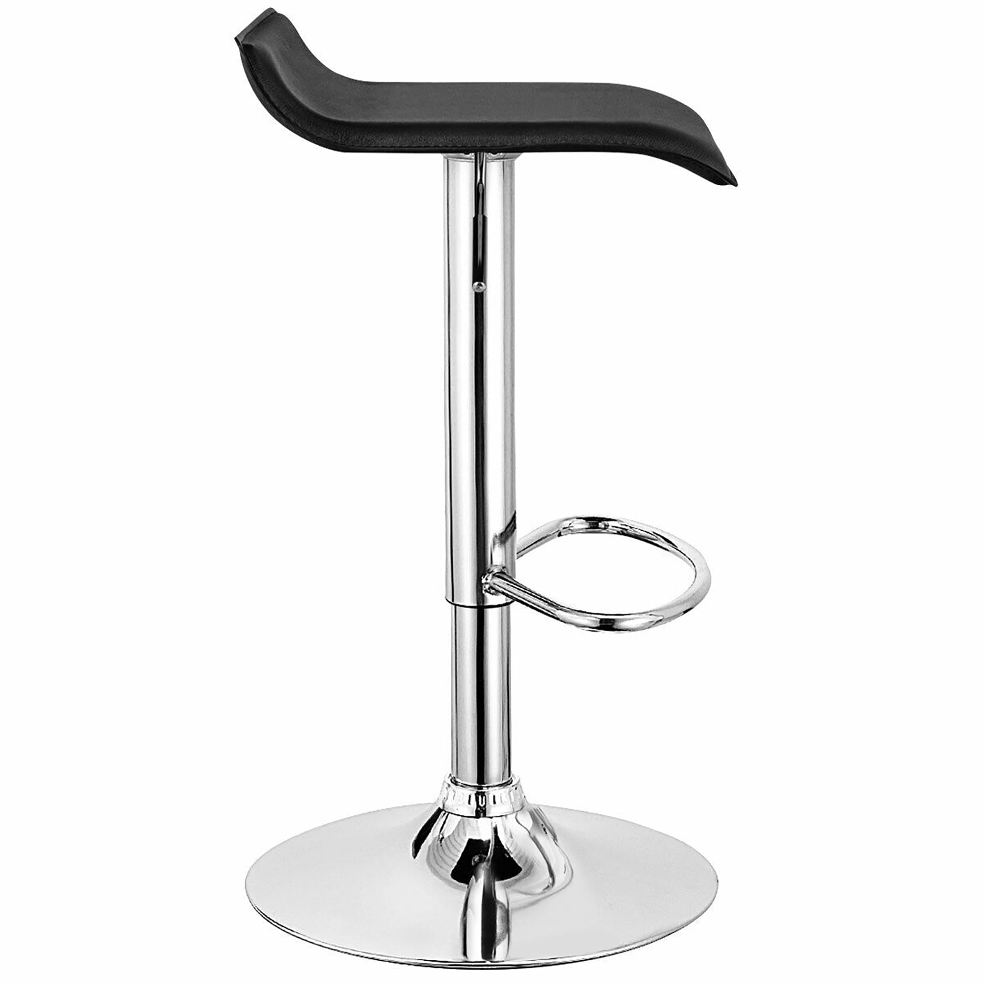 Costway Set of 2 Swivel Bar Stool PU Leather Adjustable Kitchen Counter Bar Chairs Black Low Back