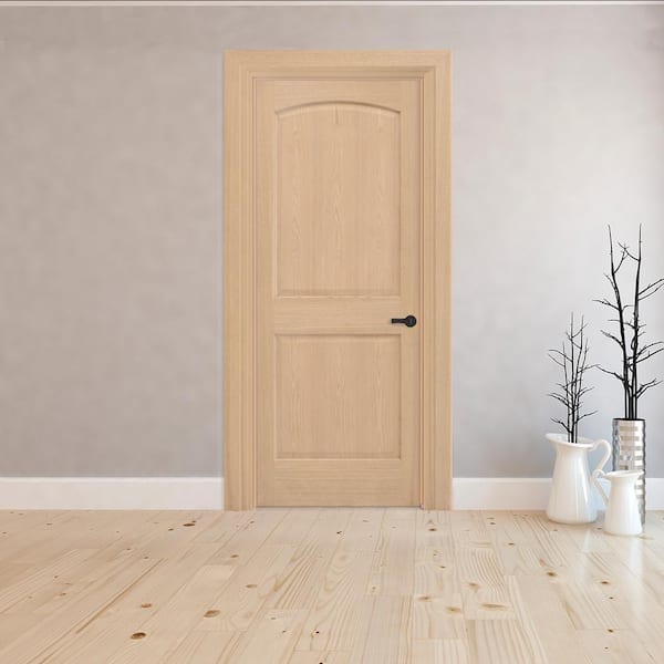 24 in. x 80 in. 2-Panel Arch Solid Core Oak Interior Door Slab