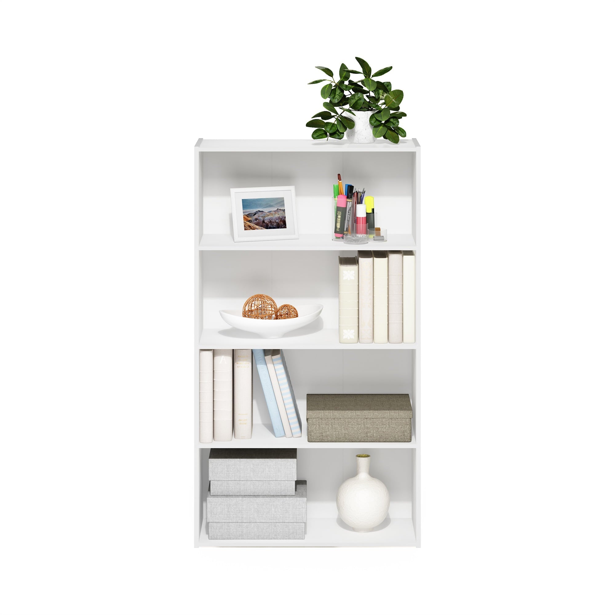 Furinno Pasir 4-Tier Open Shelf, White