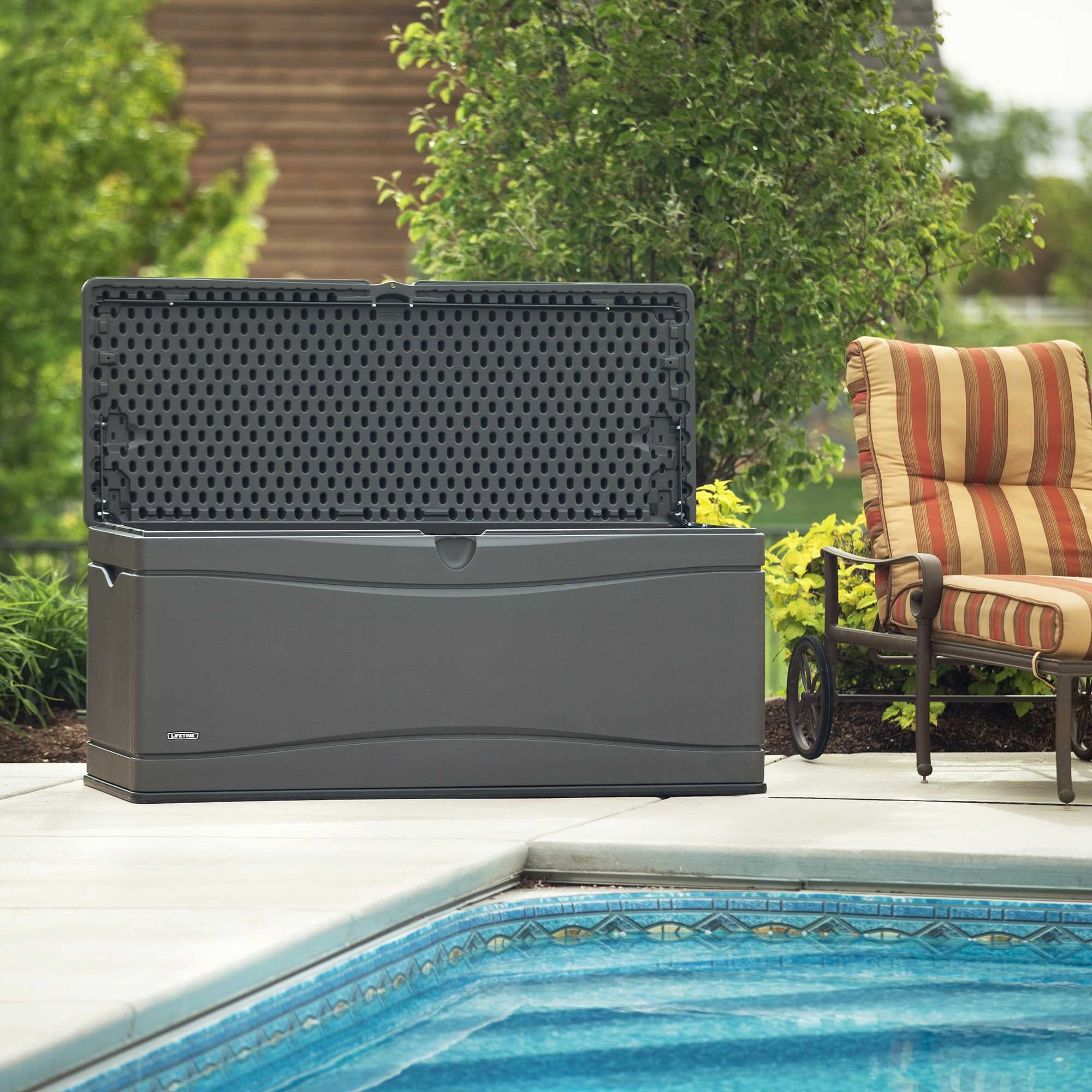 Lifetime Heavy-Duty 130 Gallon Plastic Deck Box, Gray (60298)