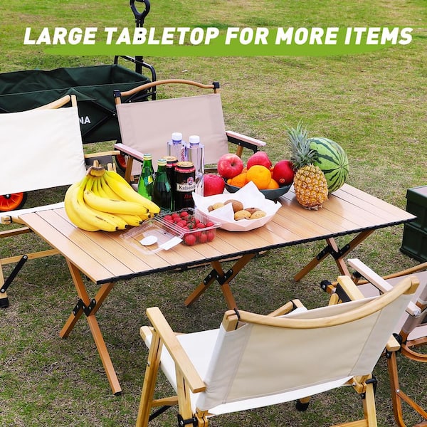 45.66 in. Brown Rectangle Steel Picnic Table Seats 4-6 People with Carry Bag