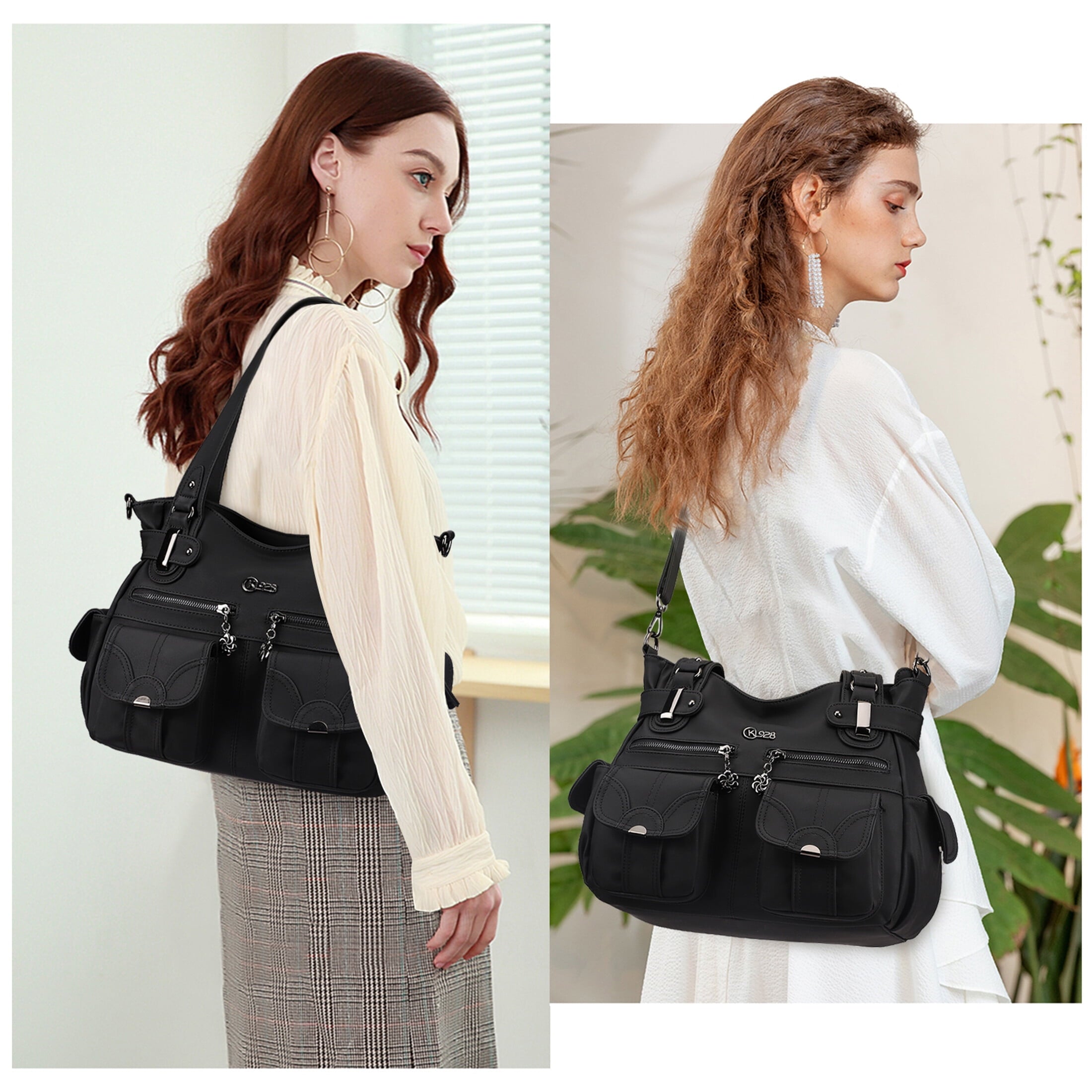 KL928 Women Large Purses and Handbags Shoulder Bag PU Leather Multi-Pocket Tote Bag Easter