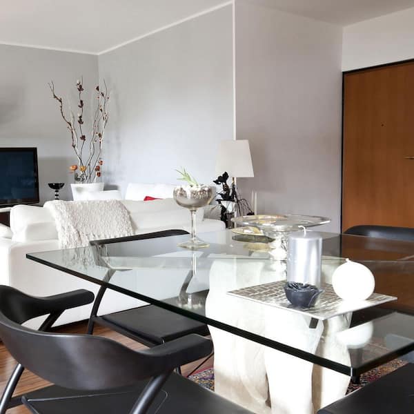 30 in. x 60 in. Clear Rectangle Glass Table Top, 1/2 in. Thick Flat Edge Polished Tempered Radius Corner