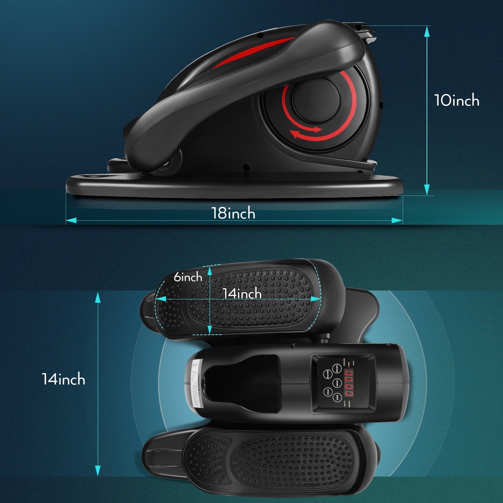 Under Desk Elliptical Machine Electric Pedal Bike Exerciser Trainer with LCD Monitor Quiet Compact Exercise Equipment for Home Office Gym