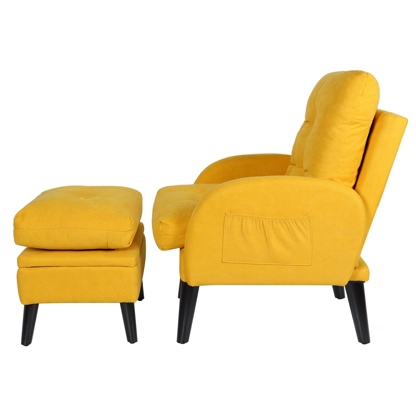July's Song Accent Chair with Ottoman with Adjustable Backrest,Comfy Read Chair for Living Room with Side Pocket,Recliner Armchair and Ottoman for Bedroom,Yellow