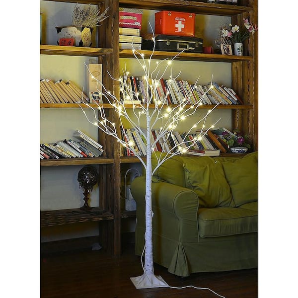 4 ft. Pre-Lit LED Birch Tree Artificial Christmas Tree with Flexible Branches and 48-Warm White LED Lights