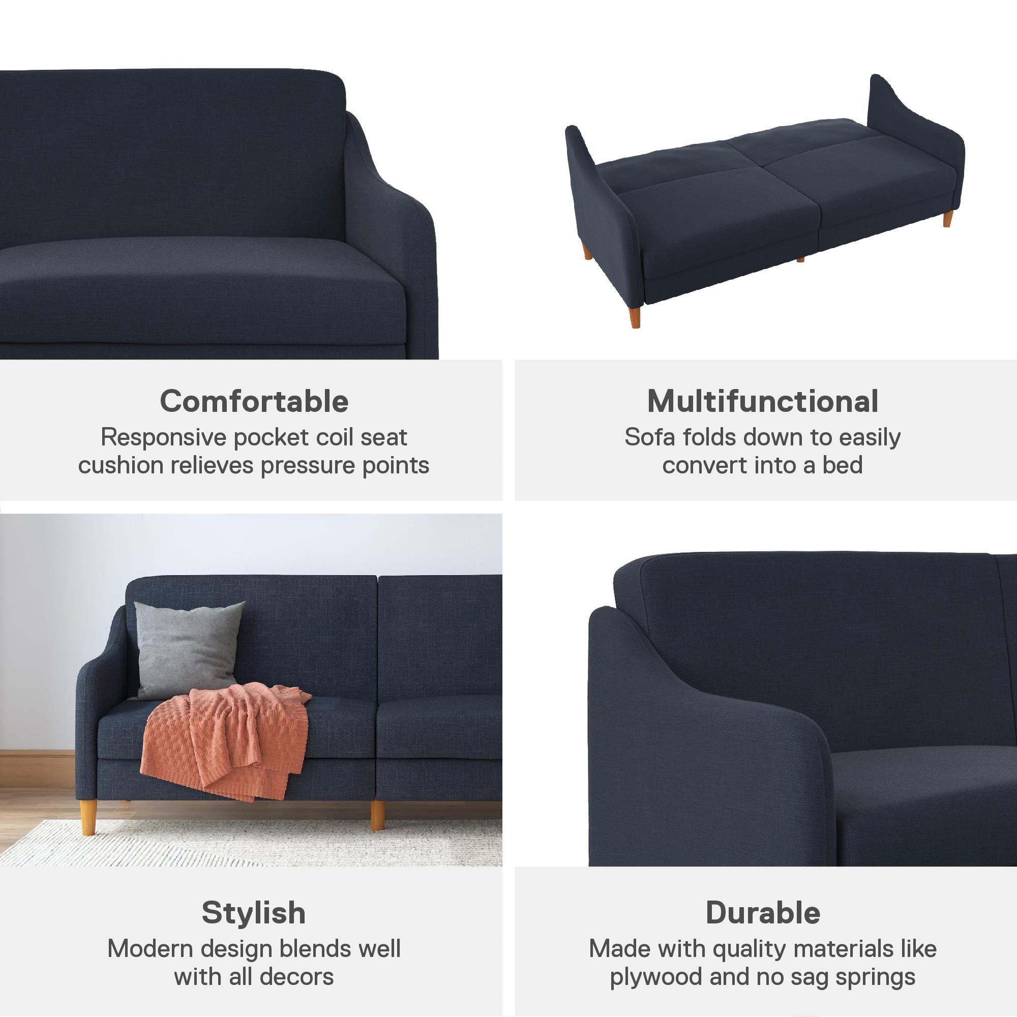 DHP Jasper Coil Futon, Navy Linen