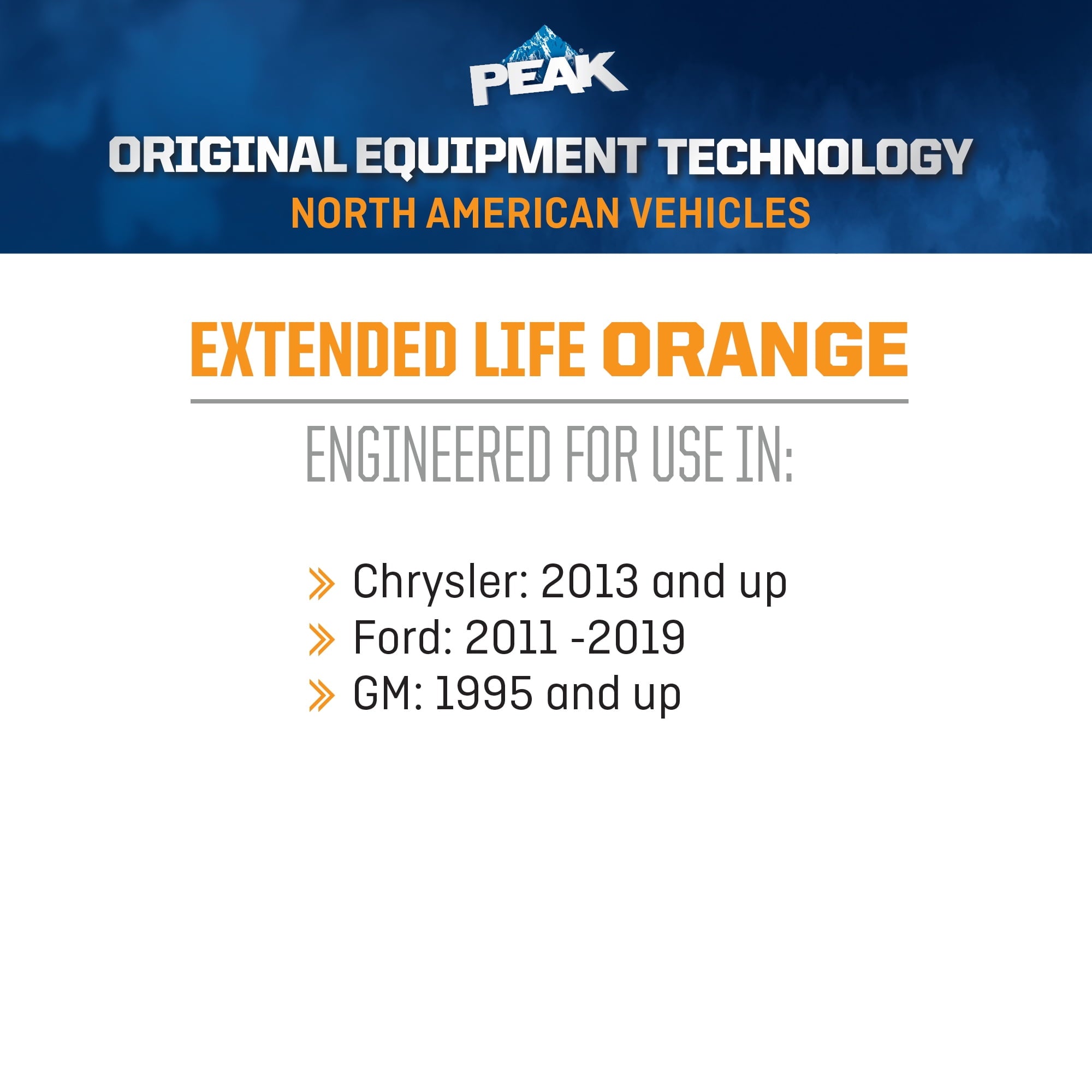 PEAK Original Equipment Technology Antifreeze for North American Vehicles - Orange