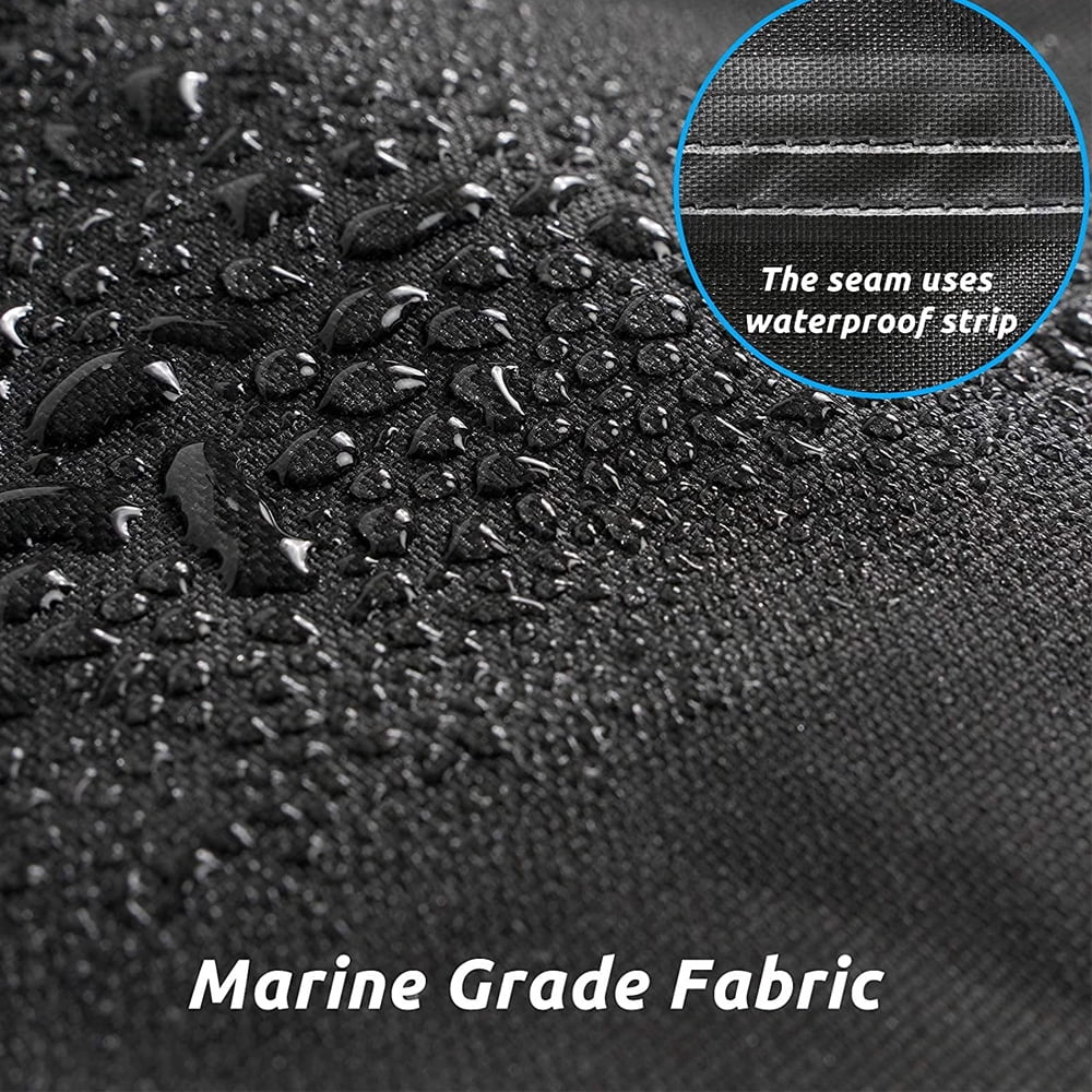 Boat Cover, Heavy Duty Waterproof Trailerable Boat Cover, UV Resistant Marine Grade Outboard Cover Compatible for Bass Boat, Fits Tri-Hull V-Hull Fishing Runabout Boat, Black
