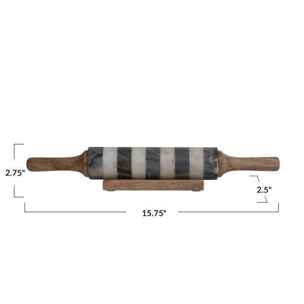 Marble Black and White Rolling Pin Baking Tool with Stand
