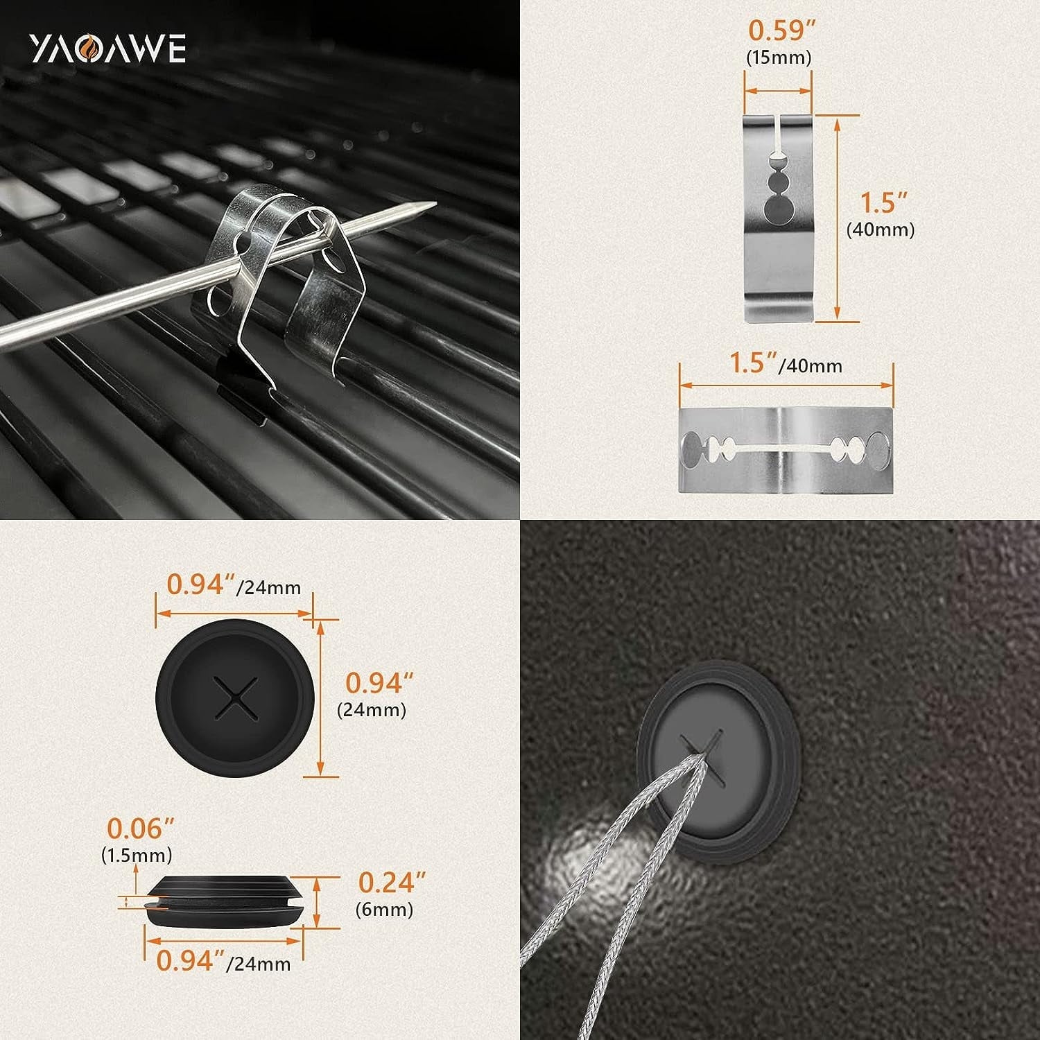 YAOAWE 2-Pack iGrill Pro Meat Probe Replacement for All Weber Genesis/Spirit Gas and SmokeFire Pellet Grills, 2.5mm Plug Temperature Probe Kit for Weber