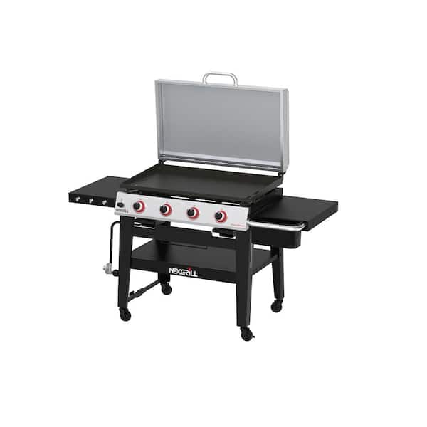 Daytona 4-Burner 36 in. Propane Gas Griddle in Black with Stainless Steel Lid