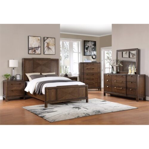 Milan Walnut Brown Wood Queen Bed