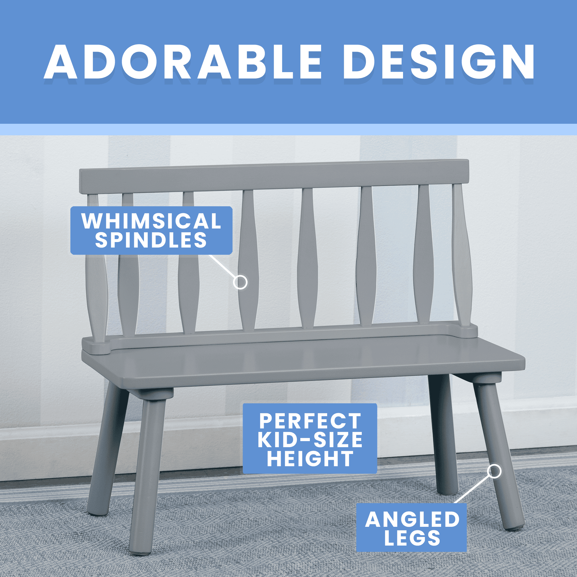 Delta Children Kids Wooden Bench, Pink