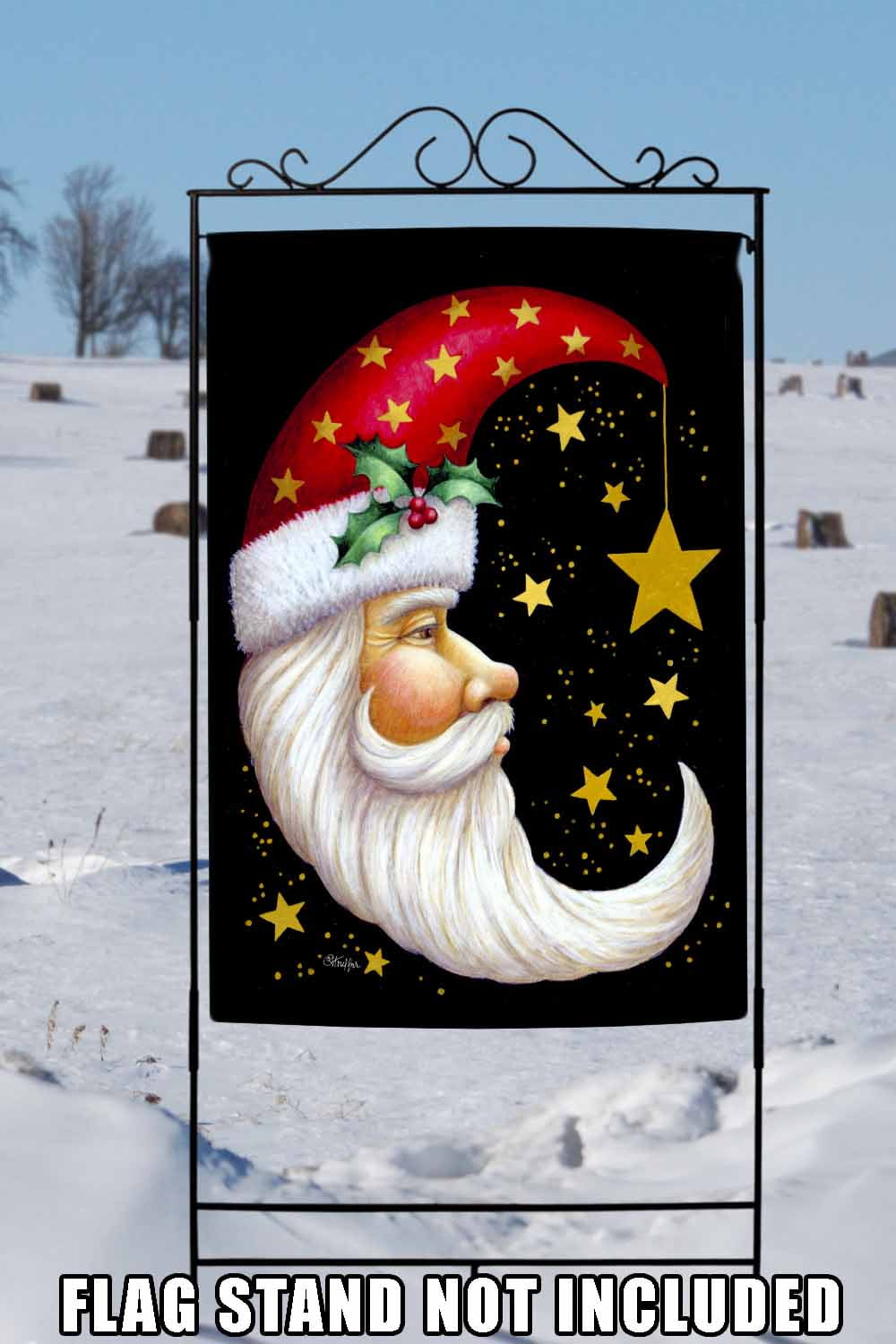 Toland Home Garden Santa Moon Winter Christmas Garden Flag Double Sided 28x40 Inch