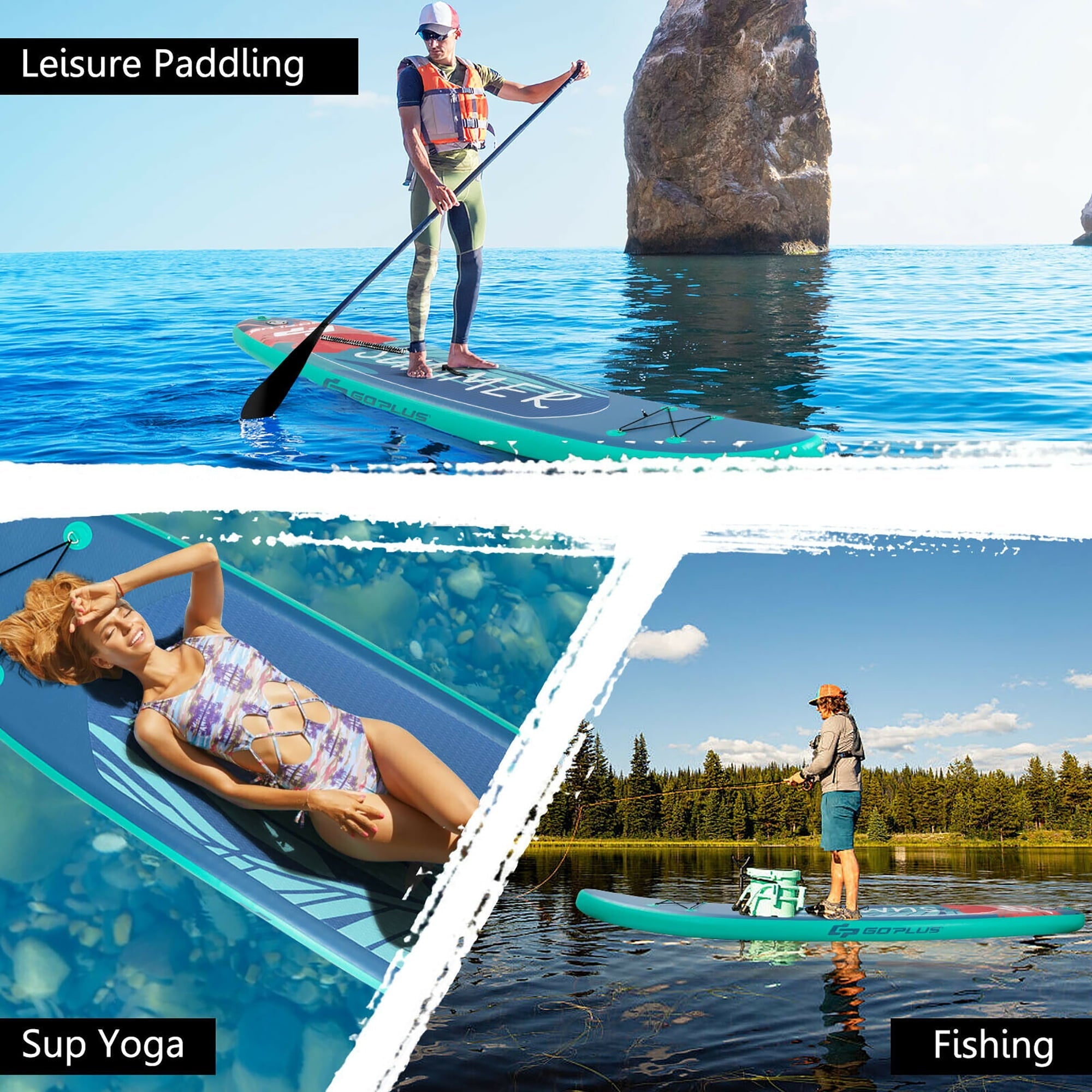 Goplus 11ft Inflatable Stand Up Paddle Board with Backpack Leash Aluminum Paddle