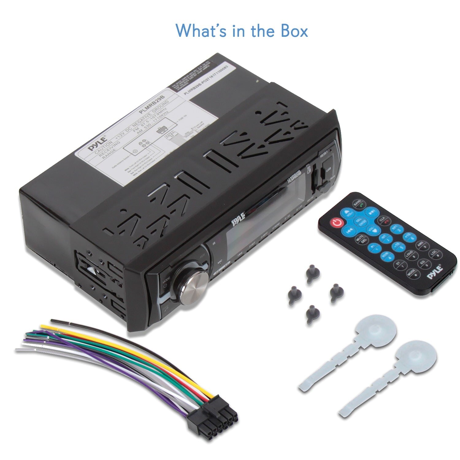 Pyle Marine Bluetooth Stereo Radio 12v Single DIN Style Boat In dash Radio Receiver System (Black)