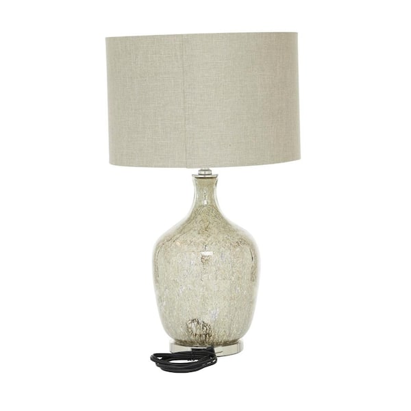 27 in. Silver Glass Task and Reading Table Lamp with Faux Mercury Glass Finish