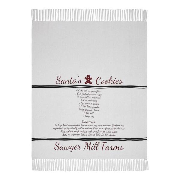 Sawyer Mill Red Black Ivory Santa Cookies Recipe Woven Throw Blanket