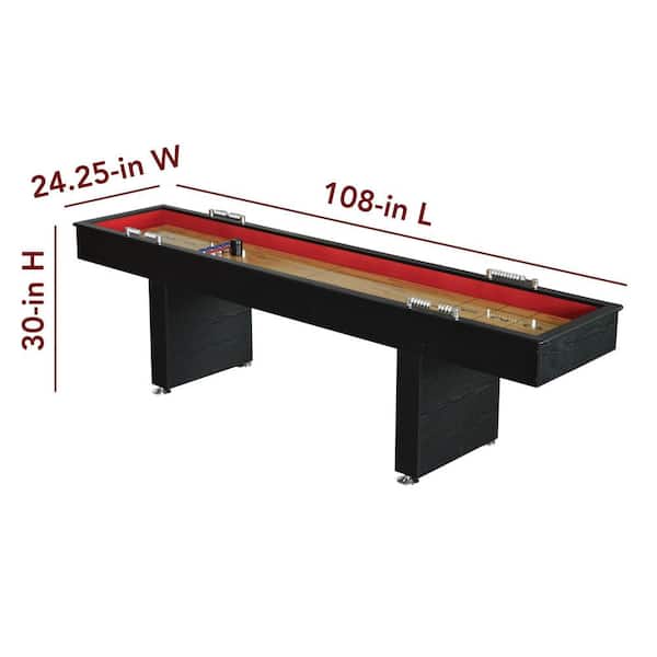 Avenger 9 ft. Avenger Shuffleboard for Family Game Rooms with Padded Gutters, Leg Levelers, 8 Pucks and Wax