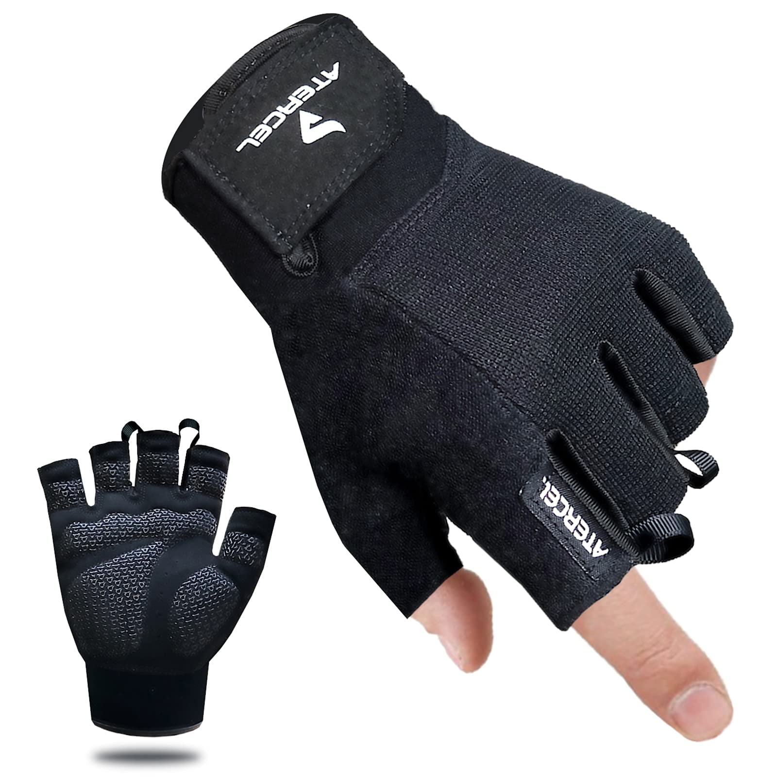 Atercel Workout Gloves for Men Women Gym Weight Lifting Gloves With Hooks Black L