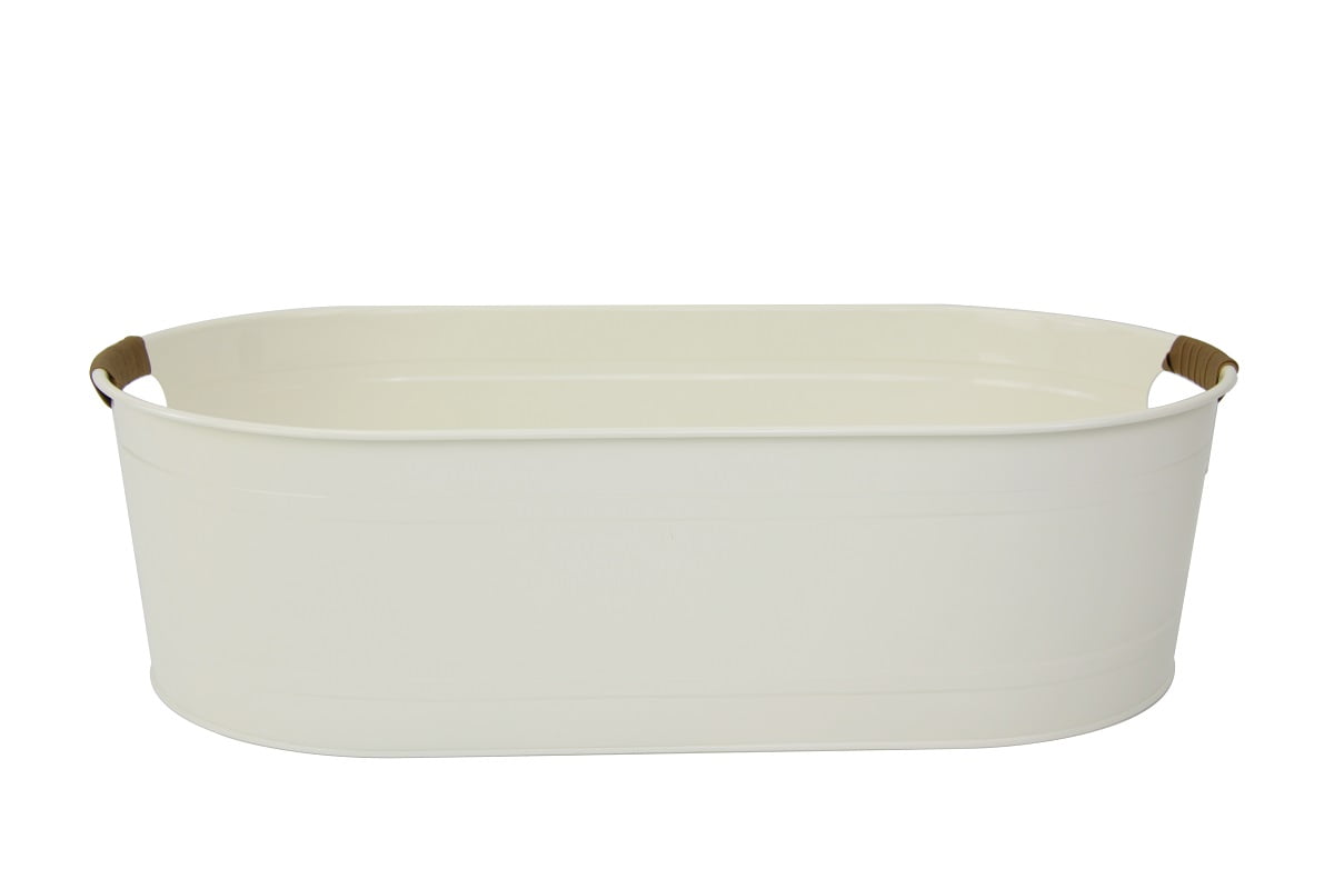Better Homes & Gardens- White Medium Oval Galvanized Tub, 20.27 in L x 11.22 in W x 5.7 in H