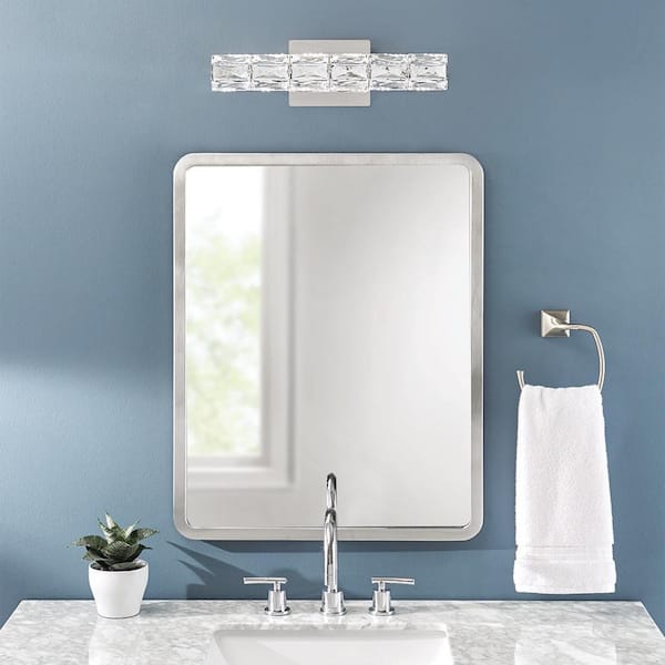 Keighley 18 in. Integrated LED Chrome Bathroom Vanity Light Fixture with Crystal Shade