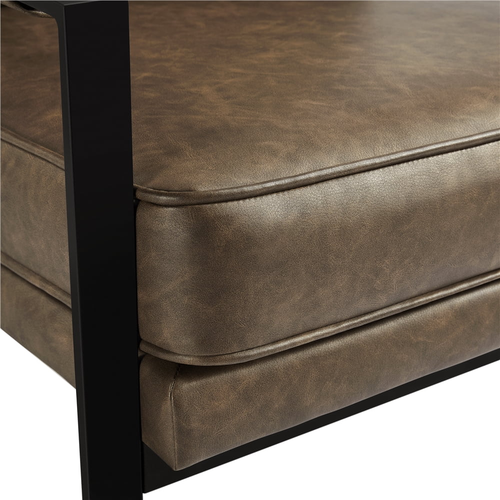 Yaheetech Upholstered Faux Leather Accent Chair,Brown