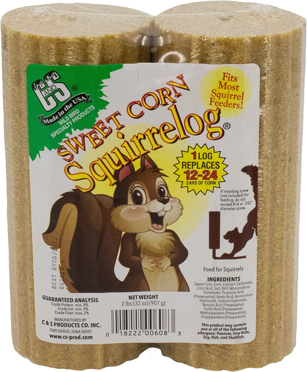 C&S 100214223 Sweet Corn Refill Squirrelog Backyard Feeder, 2 Count Pack of 6, None