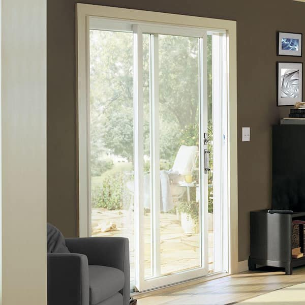 200 Series 70-1/2 in. x 79-1/2 in. White Left-Hand Perma-Shield Sliding Patio Door with White Interior, Fixed Panel