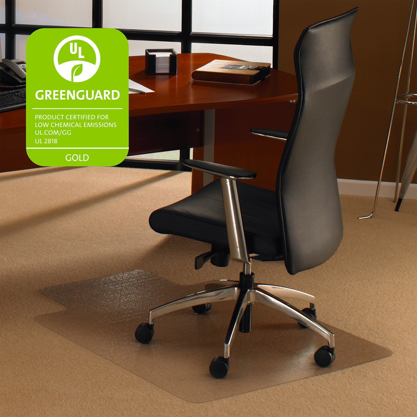 Cleartex Ultimat Polycarbonate Rectangular Lipped Chair Mat for Plush Pile Carpets Over 1/2