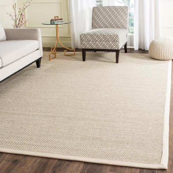 Natural Fiber Marble/Beige 8 ft. x 10 ft. Border Area Rug