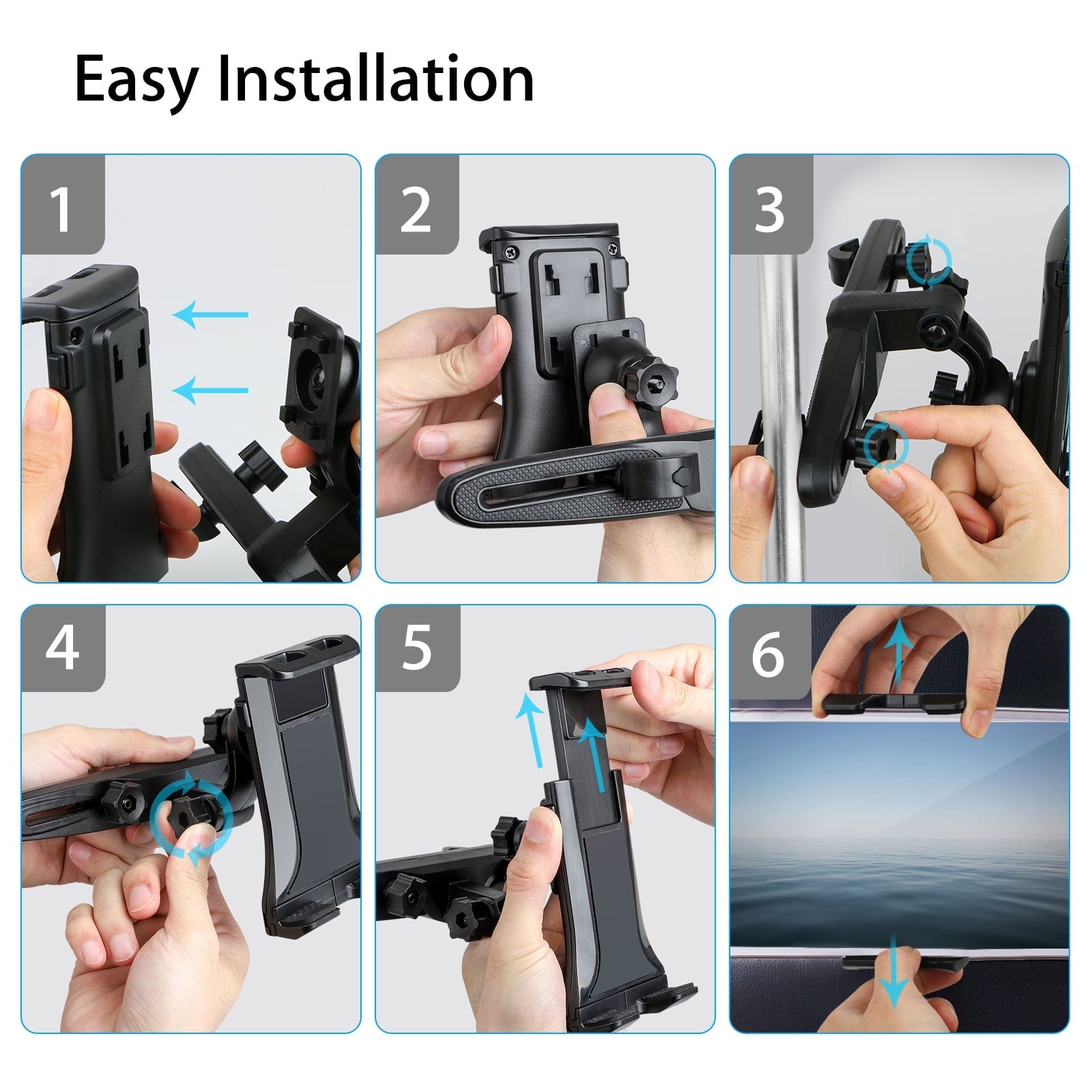 Car Headrest Tablet Holder, EEEkit Universal Adjustable Car Seat Headrest Tablet Mount Holder Fit for Apple iPad Air Mini, Samsung Galaxy Tab, Kindle Fire, Nintendo Switch, and 4.0