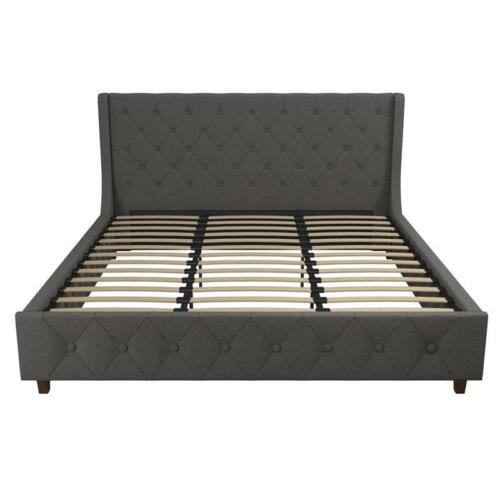 CosmoLiving Mercer Mid-Century Fabric King Upholstered Bed in Gray