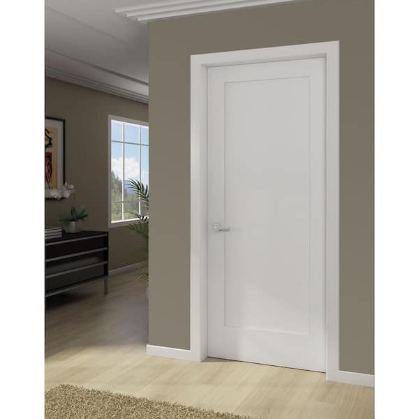 28 in. x 80 in. White 1-Panel Shaker Solid Core Wood Interior Door Slab