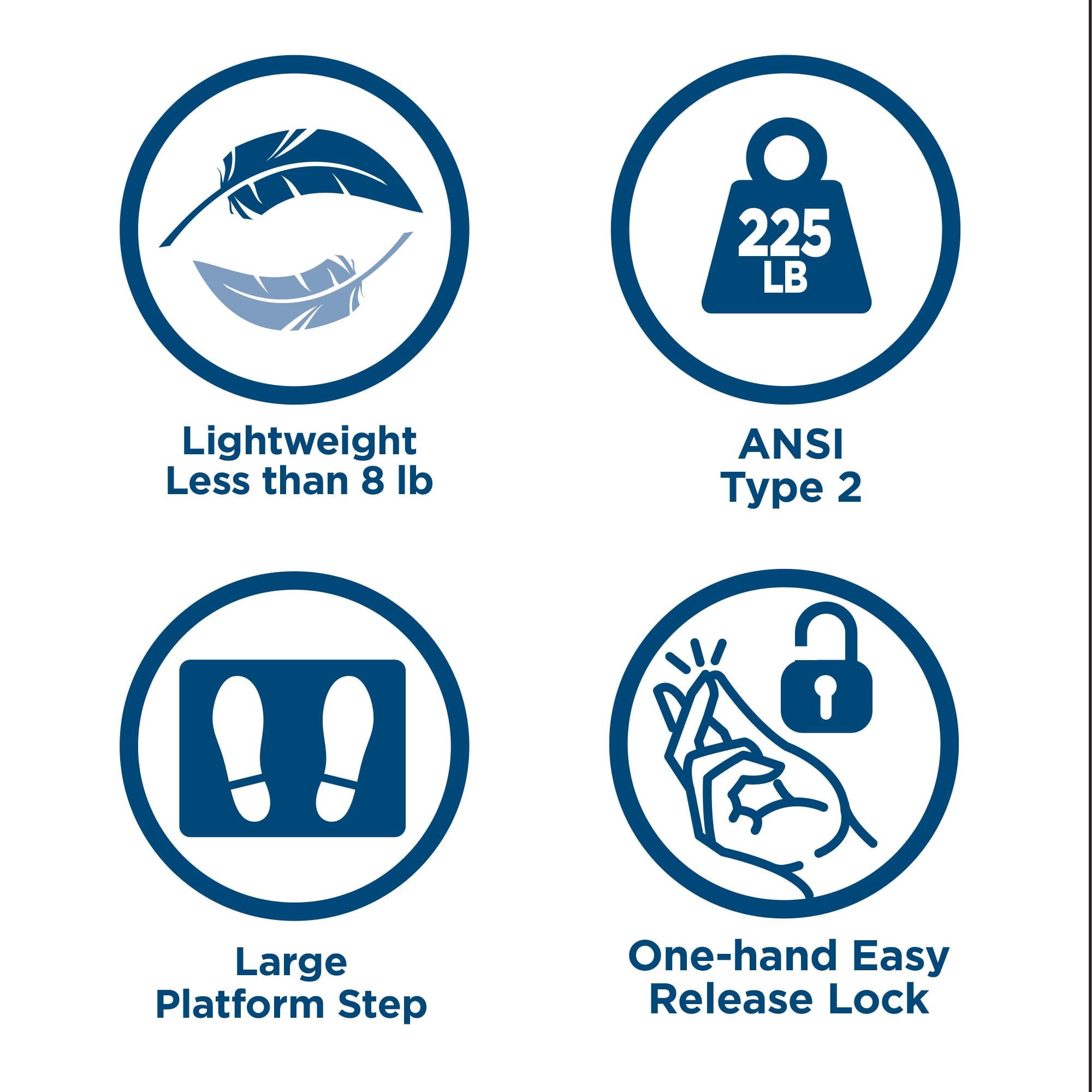 COSCO 2-Step Connection Folding Step Stool with Large Resin Steps, Max Reach 8ft 1in