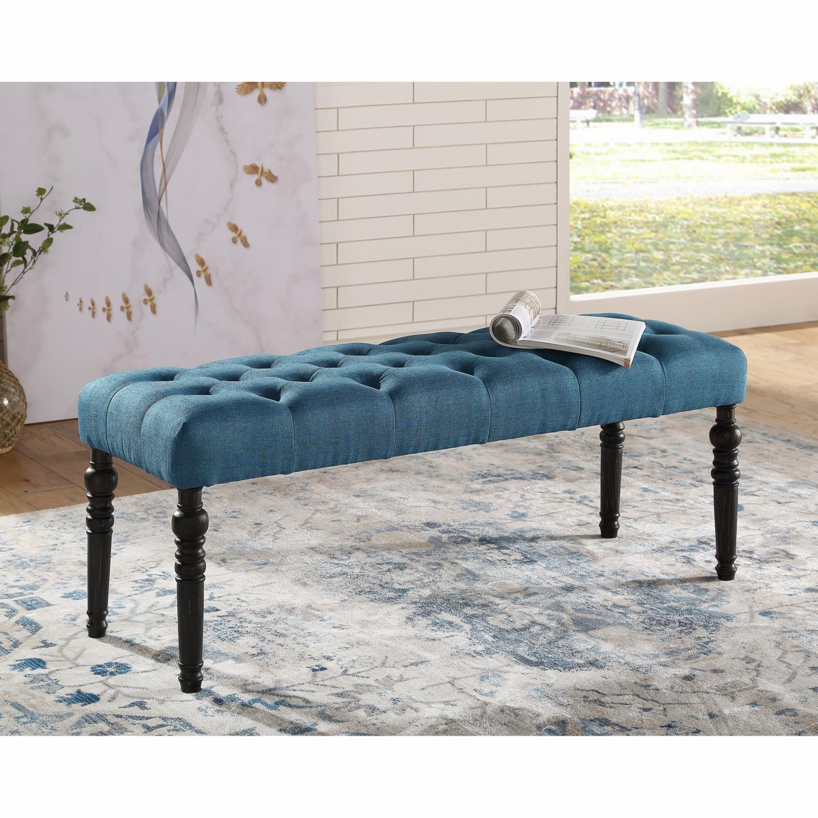 Roundhill Furniture Leviton Fabric Tufted Dining Bench